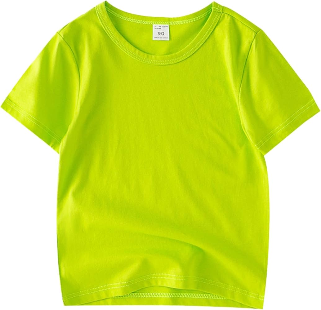 Toddler Baby Boys Girls Basic Cotton Solid Color T-Shirts Comfy Short Sleeve Crewneck Summer Tops Tee Boys T-Shirts