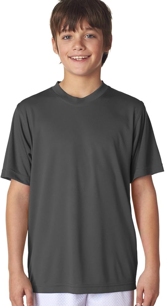 UltraClub Big Boys' Athletic Performance Crewneck T-Shirt, Chrcl