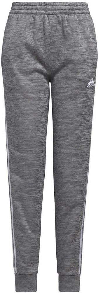 adidas Youth 3-Stripe Fleece Jogger (as1, Alpha, m, Regular, Heather Grey/White)