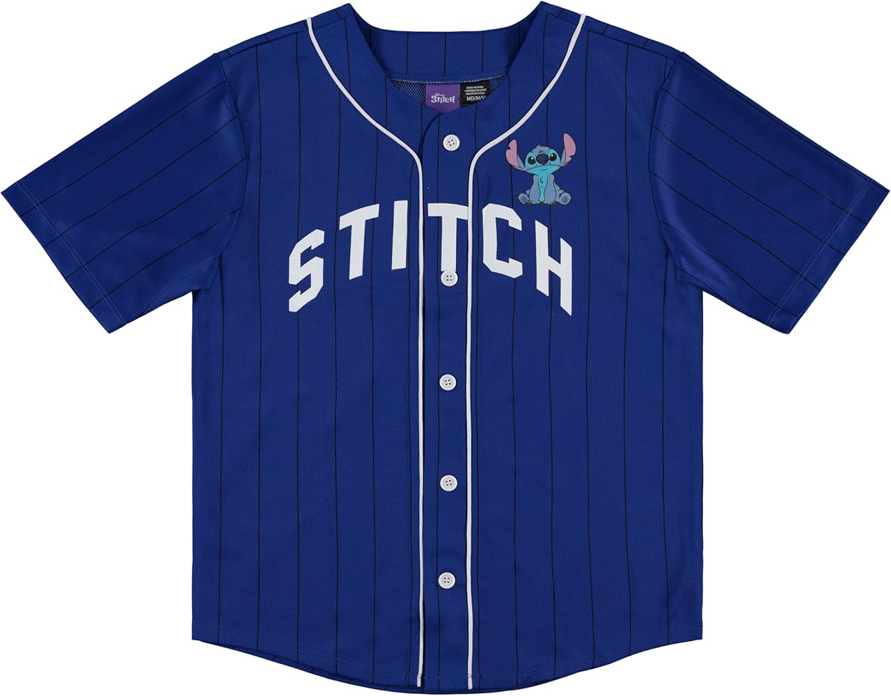 Disney Boys Lilo and Stitch Baseball Jersey - Boys Classic Lilo and Stitch Mesh Button Down Jersey Lilo and Stitch Shirt