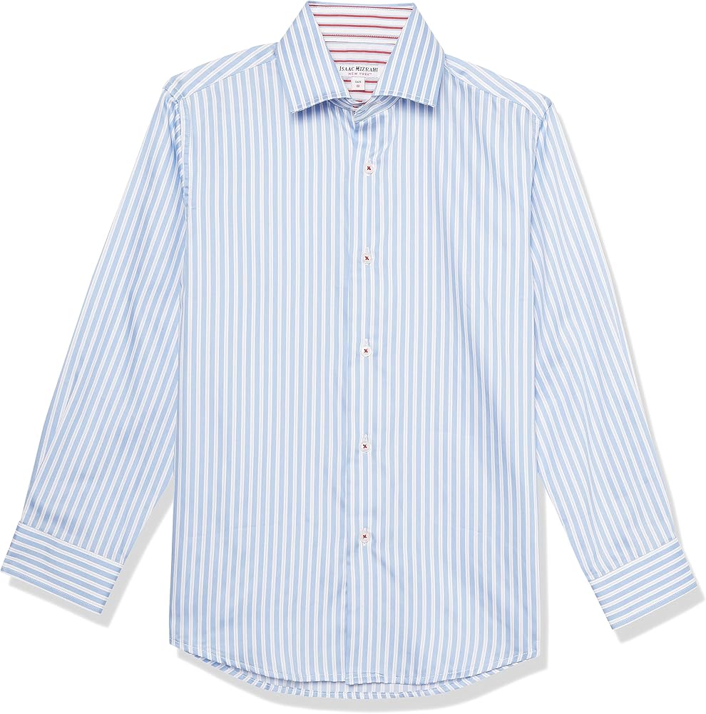 Isaac Mizrahi Boy's Long Sleeve Striped Pattern Button Down Shirt