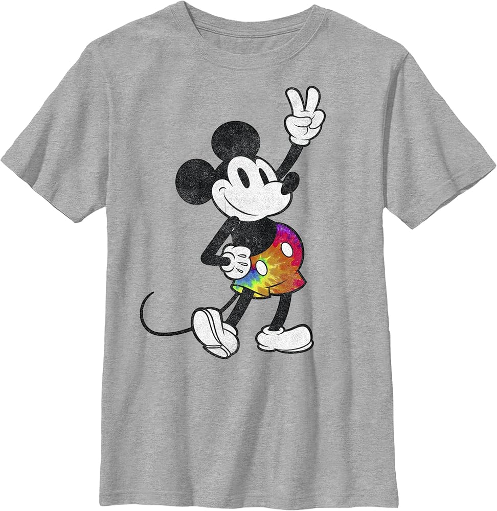 Disney Characters Tie Dye Mickey Stroked Boy's Heather Crew Tee