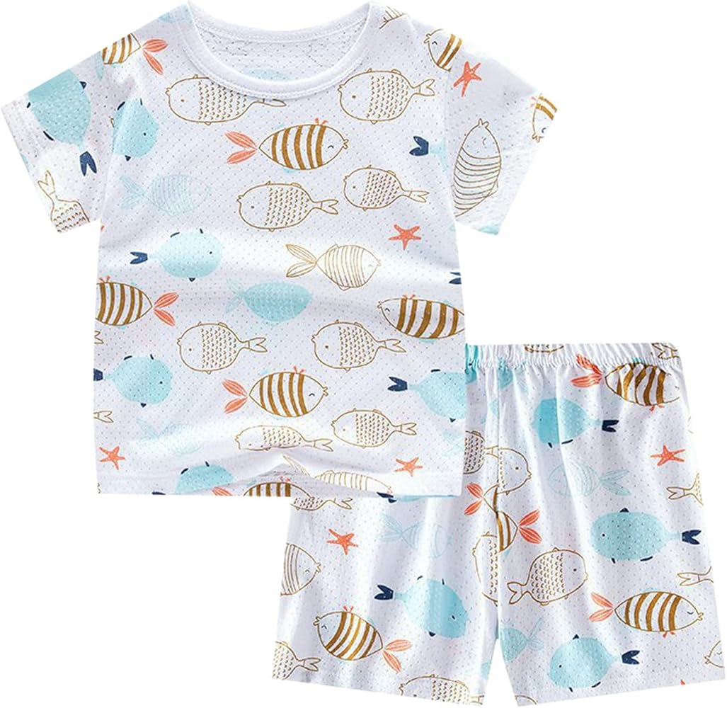 Toddler Girls Summer Short Sleeve Prints Tops Pants 2PCS Outfits Clothes Set for Children Clothes 3 Month Old