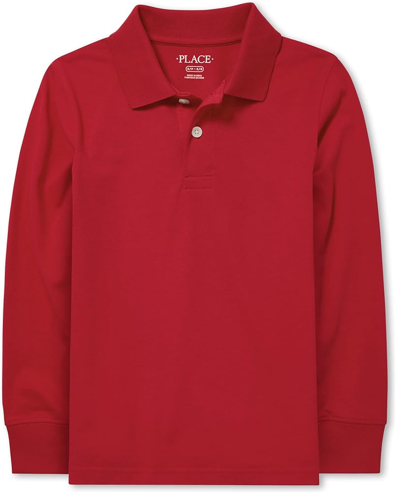 The Children's Place Boys' Long Sleeve Jersey Polo, Extra Soft