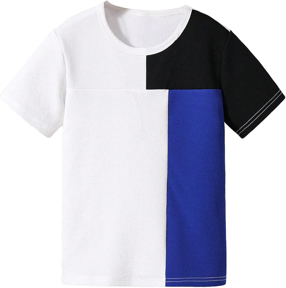 SOLY HUX Boy's Color Block T Shirt Short Sleeve Round Neck Summer Tee Tops