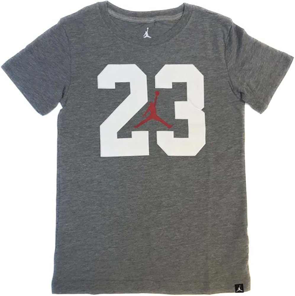 Nike Air Jordan Jumpman Big Boys 23 Jumpman T Shirt (Medium, Carbon Heather)