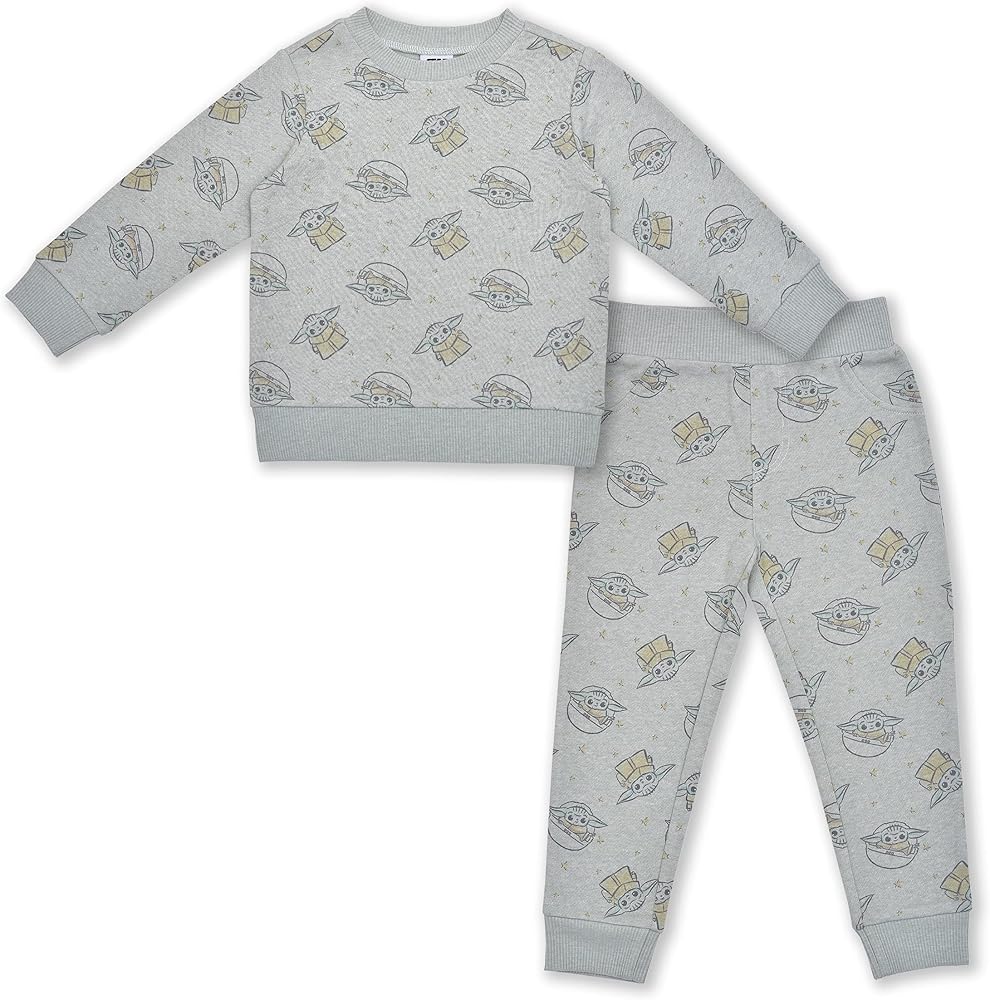 STAR WARS Grogu Boys Long Sleeve Sweatshirt and Jogger Set for Infants and Toddlers – Grey