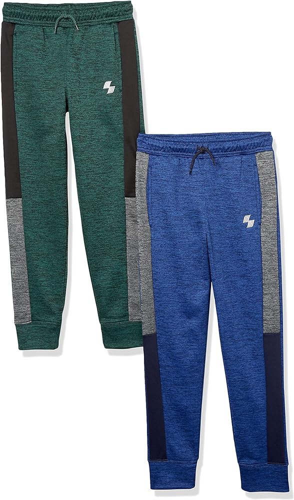 The Children's Place Boys Active Fleece Jogger Pants, Tidal/Sprucehad 2-Pack, XX-Large