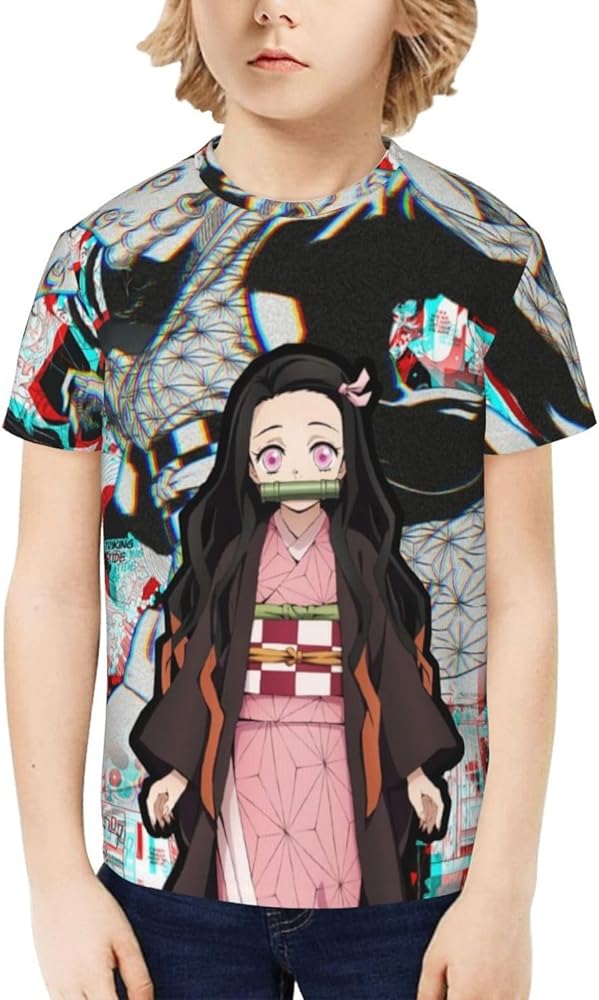 Anime Nezuko Kamado T-Shirt for Boys Girls Shirt Kids Teen Short Sleeve Tee Tops