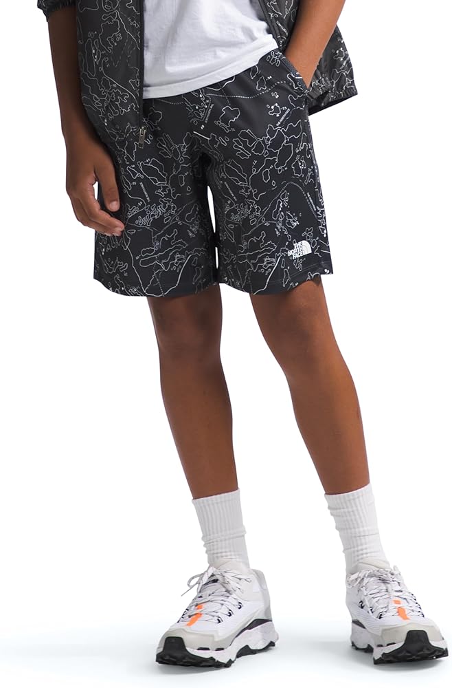 THE NORTH FACE Boys' Never Stop Knit Training Short, Asphalt Grey Bouldering Guide Print, Large