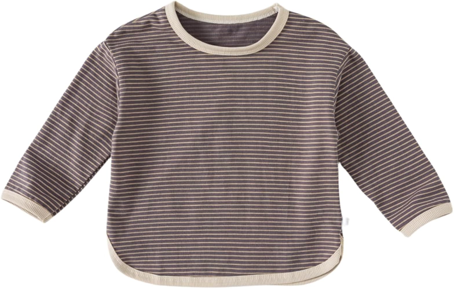 Toddler Boys or Girls Stripe Bottom T Shirts Youth Long Sleeve T-Shirt Crewneck Pullover Top Spring and Autumn