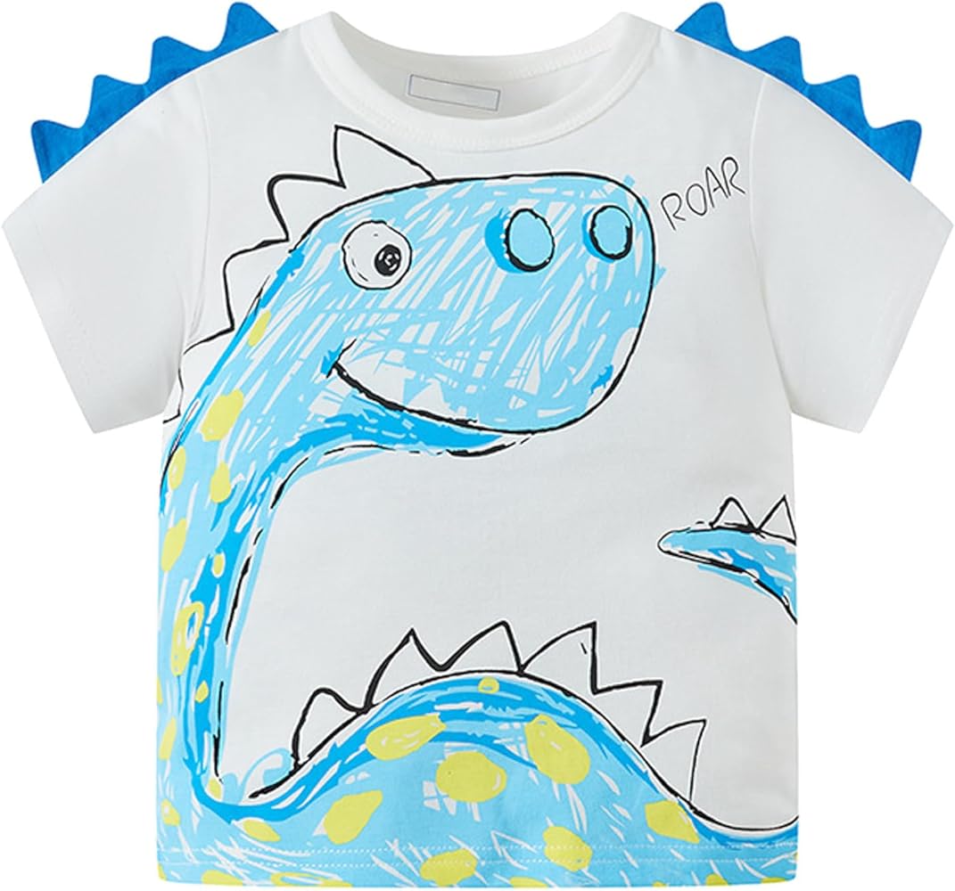 Summer Toddler Boys Short Sleeve Dinosaur Letter Prints T Shirt Tops Long Sleeve Shirt for Boys