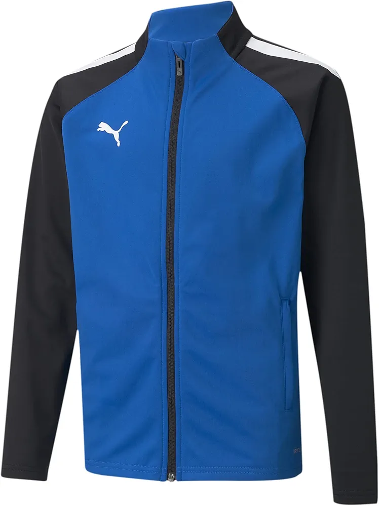 PUMA unisex child TeamLIGA Training Jacket, Electric Blue Lemonade-puma Black, Medium US