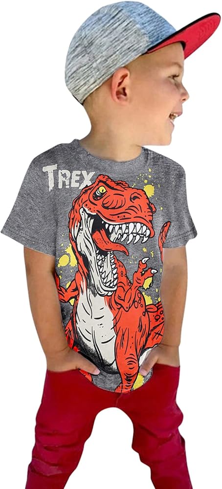 Summer Toddler Boys Girls Short Sleeve Cartoon Dinosaur Prints T Shirt Tops Apparel