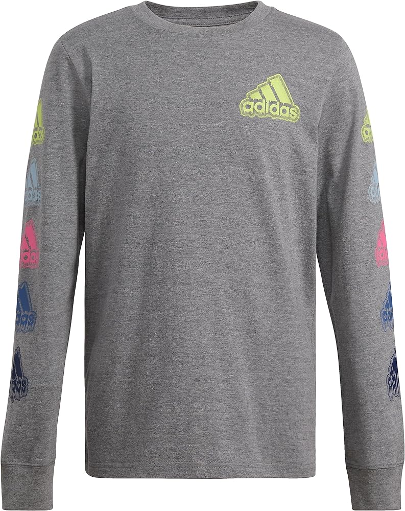 adidas Boys' Long Sleeve Cotton Small Bos Logo T-Shirt