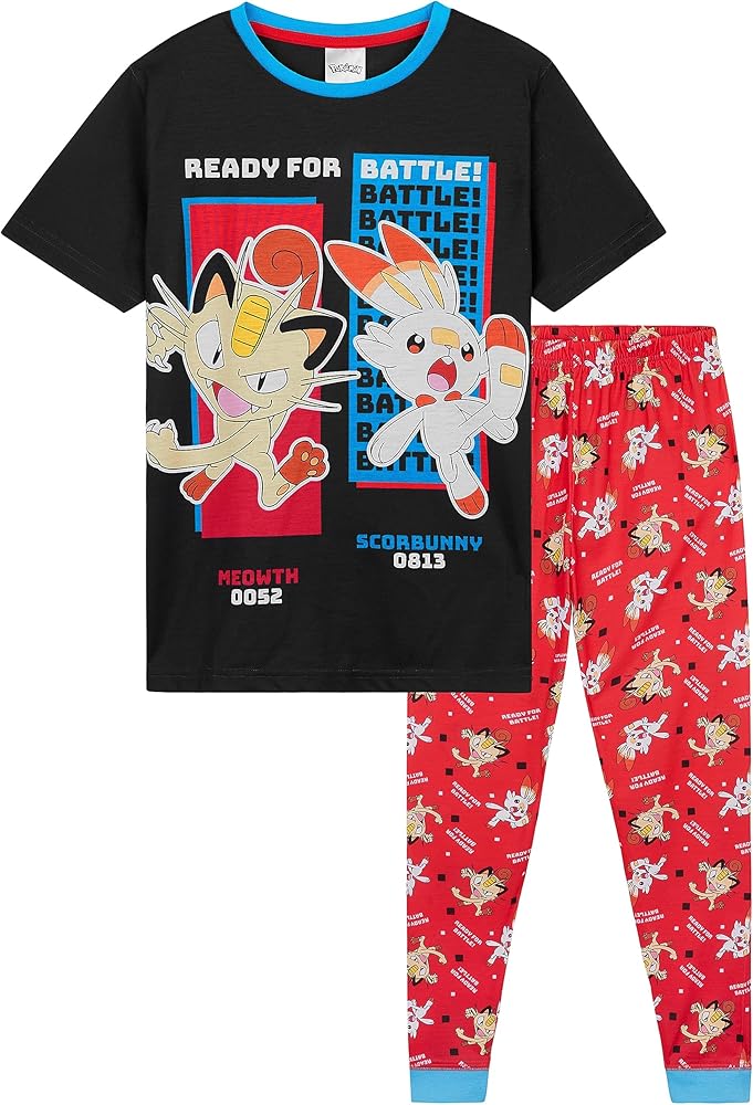 Pokemon Boys Pyjamas Set - Lounge Wear T-Shirt and Long Bottoms Teenagers PJs 4-14 Years - Gifts for Boys