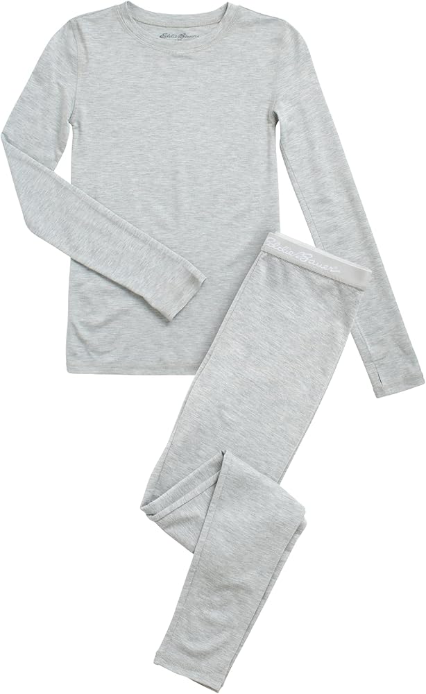 Eddie Bauer Boys and Girls Thermal Underwear Set - 2 Piece Performance Base Layer Long Sleeve T-Shirt Top and Bottom (5-16)