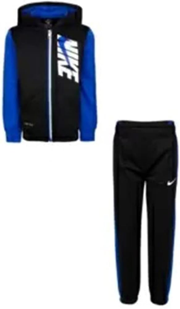 Nike Colorblocked Therma Jacket And Pant Set Boys Jackets Size 4, Color: Midnight Black/Blue/White-Black