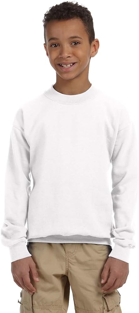 Gildan Big Boys Heavy Blend Crewneck Waistband Sweatshirt, White, X-Large