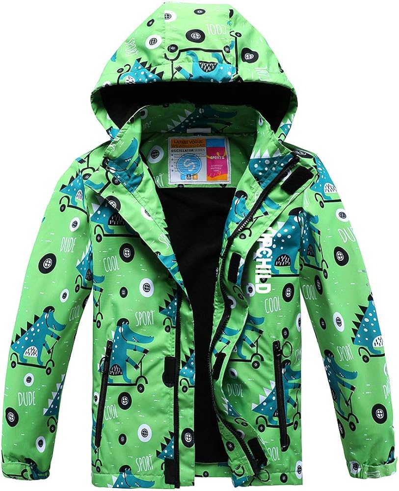 Boys Rain Jacket Outdoor Light Waterproof Jackets Raincoat Hooded Light Windbreaker for Camping Hiking