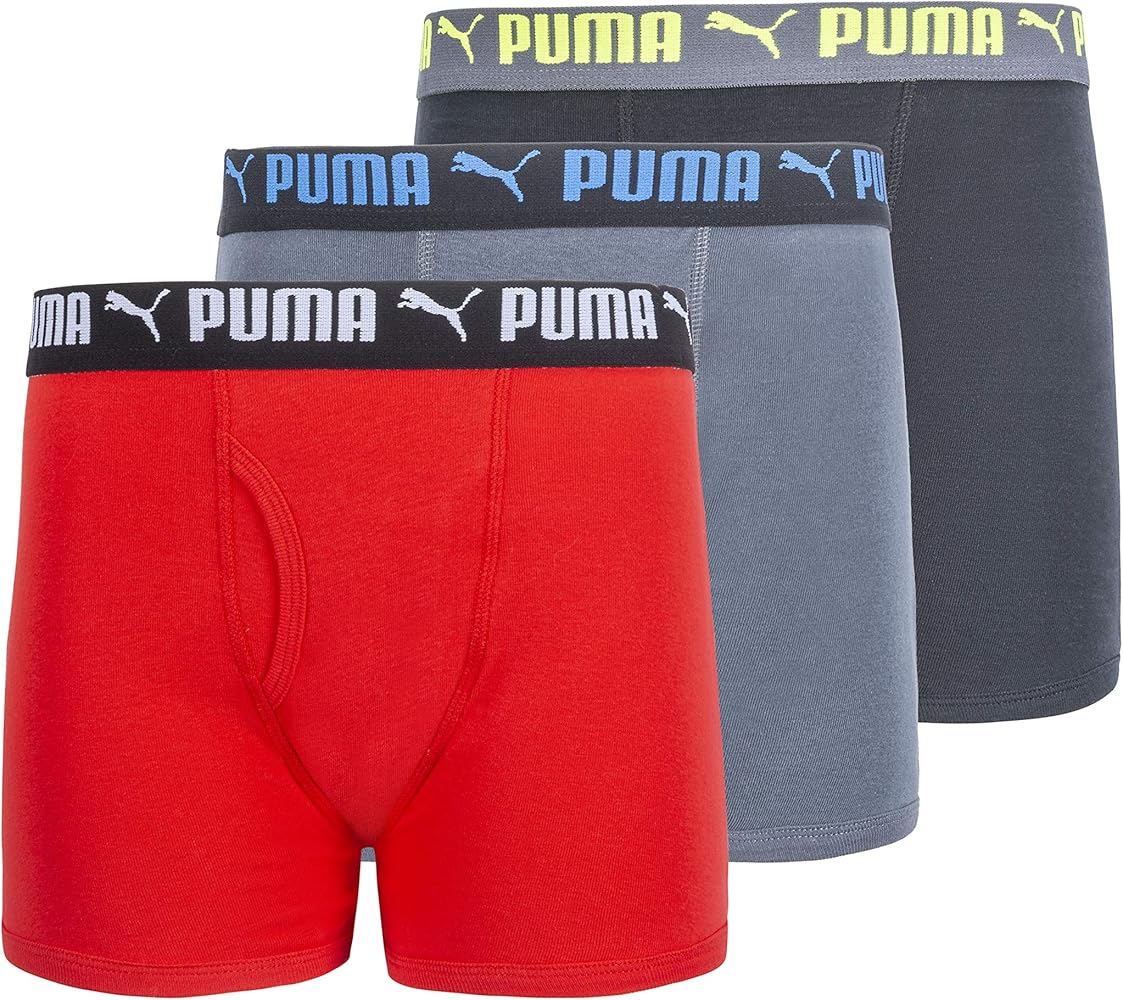 PUMA Boys' 3 Pack Cotton Boxer Brief