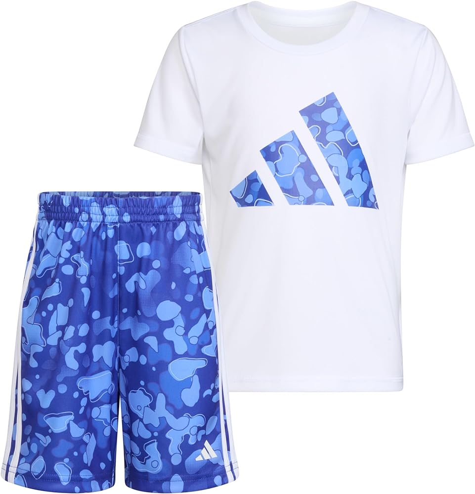 adidas Boys Short Sleeve T-shirt and Printed Shorts 2-piece Set