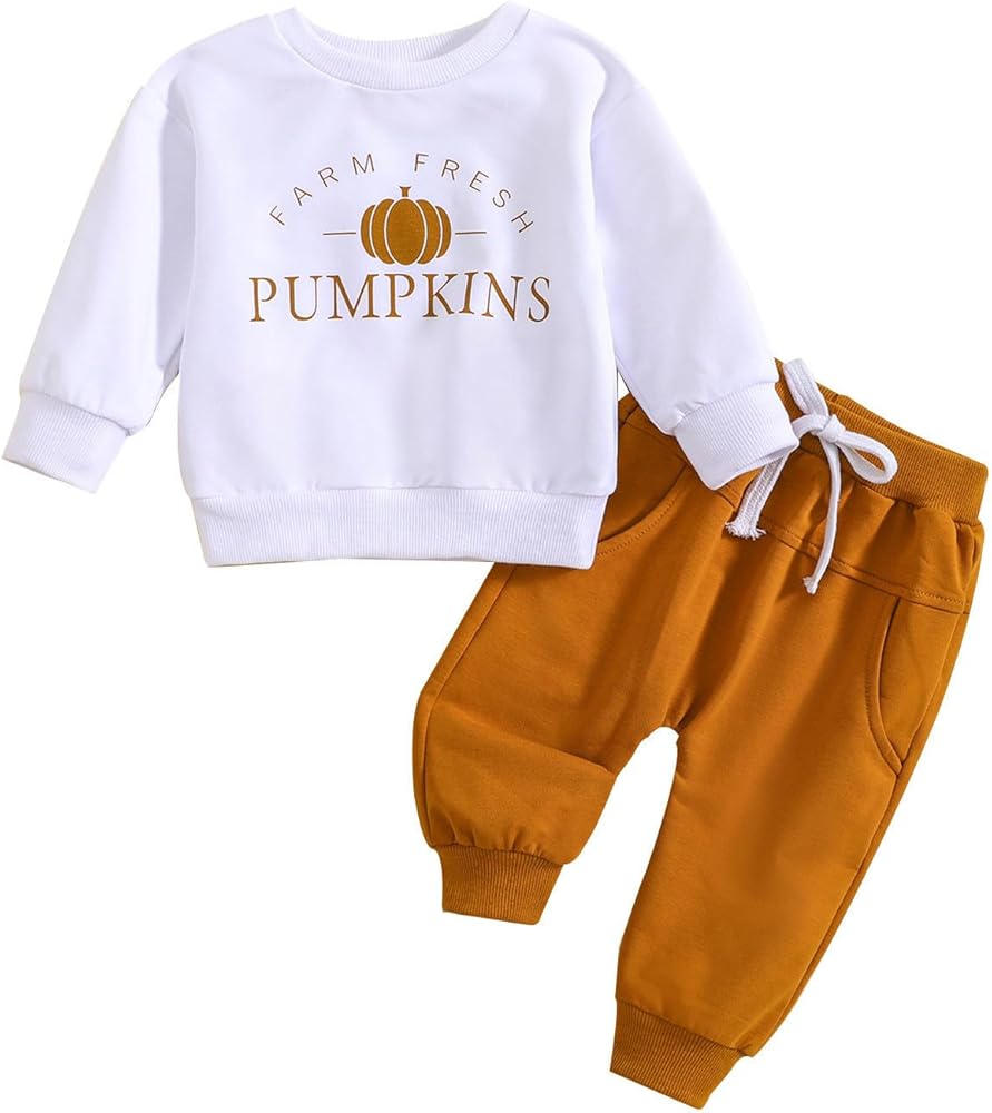 Kids Clothes Boys 2-7 Toddler Boys Long Sleeve Halloween Pumpkin Letter Prints Tops And Pants Child Kids 2PCS Set