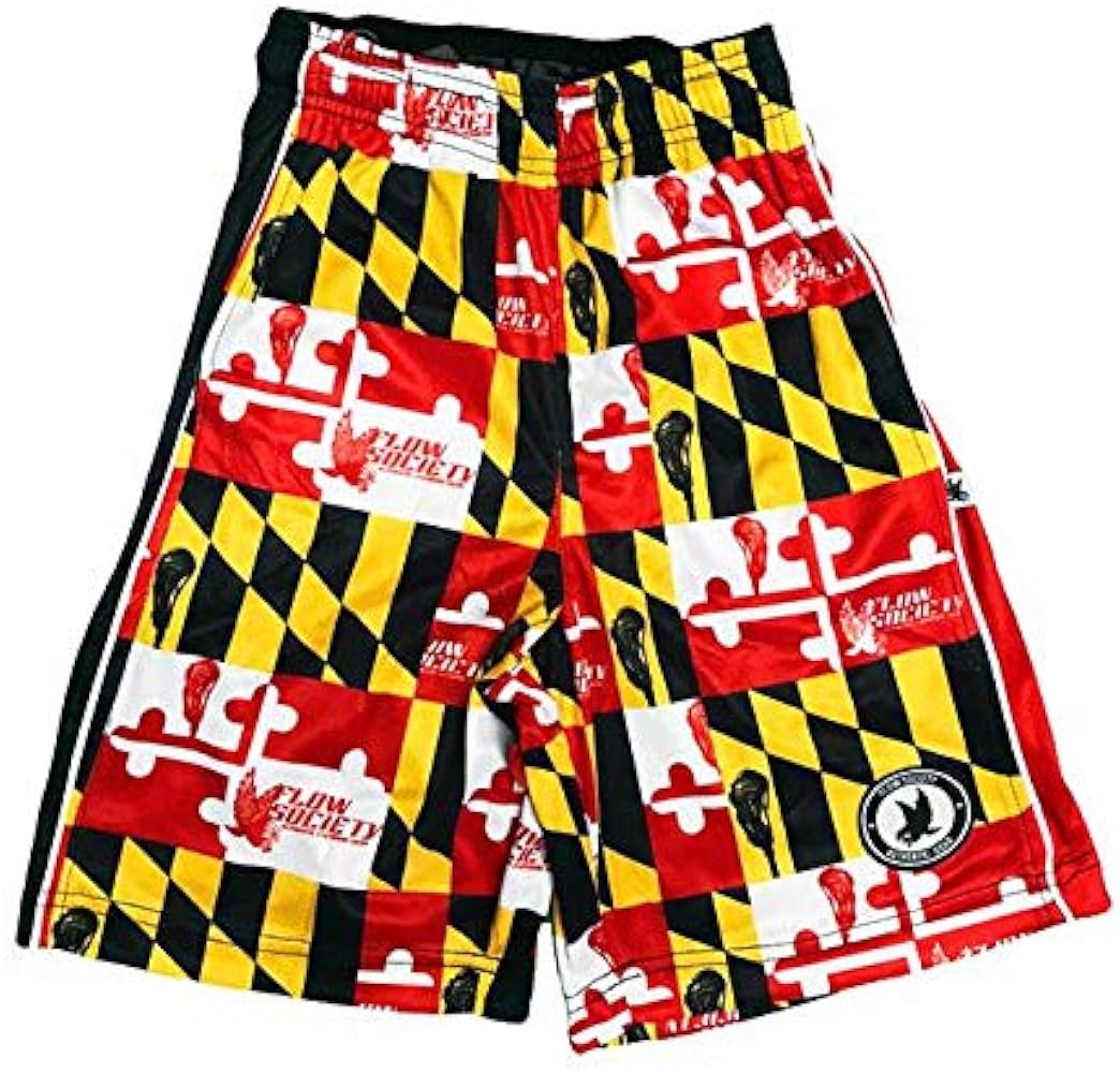 Flow Society Maryland Boys Lacrosse Shorts | Boys LAX Shorts | Lacrosse Shorts for Boys | Kids Athletic Shorts for Boys