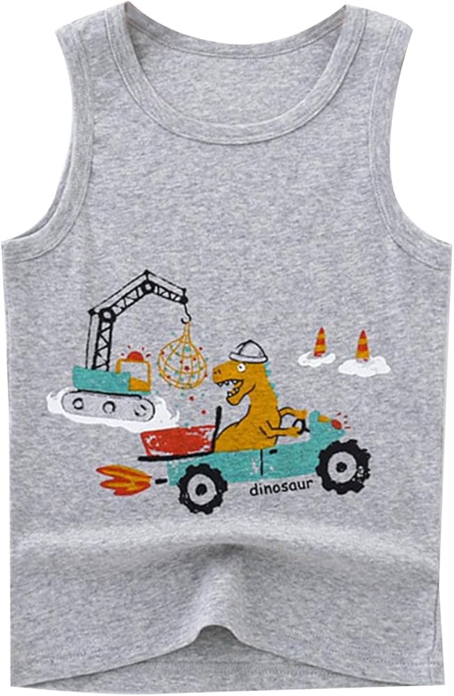 Toddler Baby Boy Girls Tops Sleeveless Cartoon Cute Tank Tops Shirts Spring Summer Casual Basic Wear Vest Tees