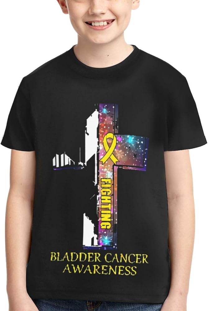 Bladder Cancer Awareness Boys Girls Shirts Kids Short Sleeve Classic Crewneck Top Tee