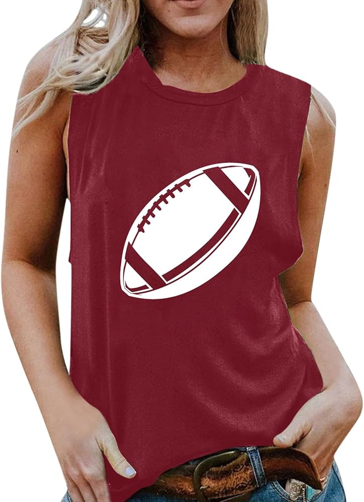 Women's Tank Tops Football Printed Shirt Cotton Soft Summer Tees Blouses Graphic Short Sleeve T Shirts