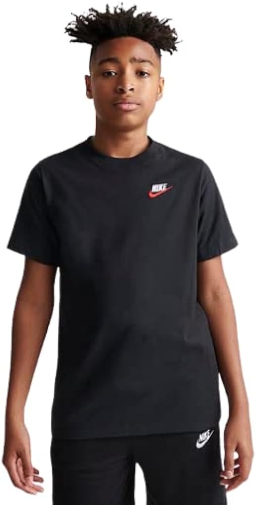 Nike Boy's Sportswear Futura T-Shirt (as1, Alpha, m, Regular, Black/University Red)