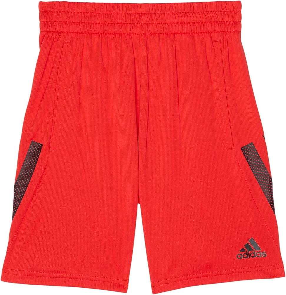 adidas Boys' Aeroready Elastic Waistband Classic 3s Short (LG (14/16 Big Kids), Vivid Red)