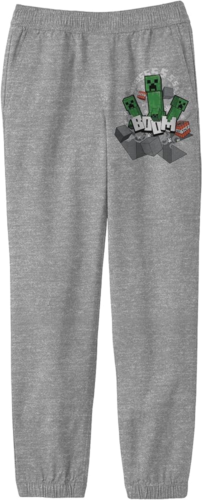 Minecraft Creepers Youth Athletic Gray Jogger Sweatpants