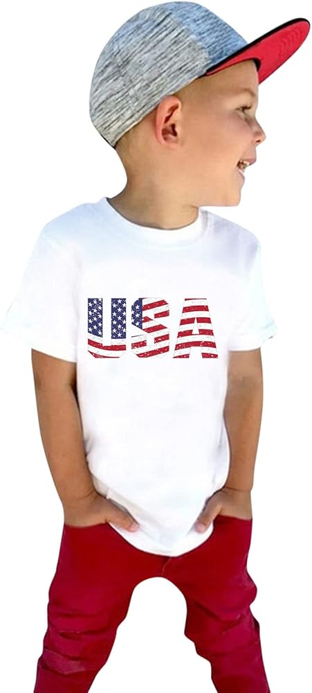 Boys Thanksgiving Top Boys 4 of July Summer Short Sleeve Independence Day T Shirt Tee Tops 7 Boy Clothe