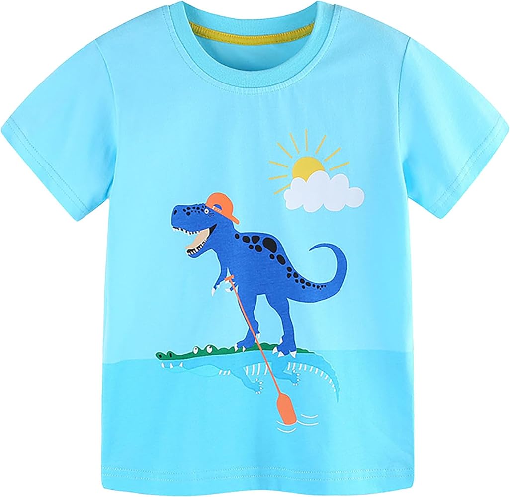 Boys Undershirts Size 6 Summer Toddler Boys Girls Short Sleeve Cartoon Dinosuar Prints T Shirt Tops Clothes