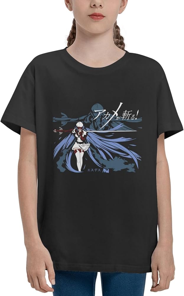 Anime Akame Ga Kill Esdeath Shirt Boys Girls Round Neck Short Sleeve Cotton Tees