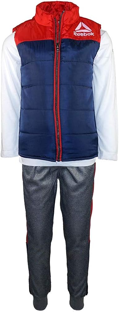 Reebok Boys' 3 Piece Set (2T, Red/Bright Navy)