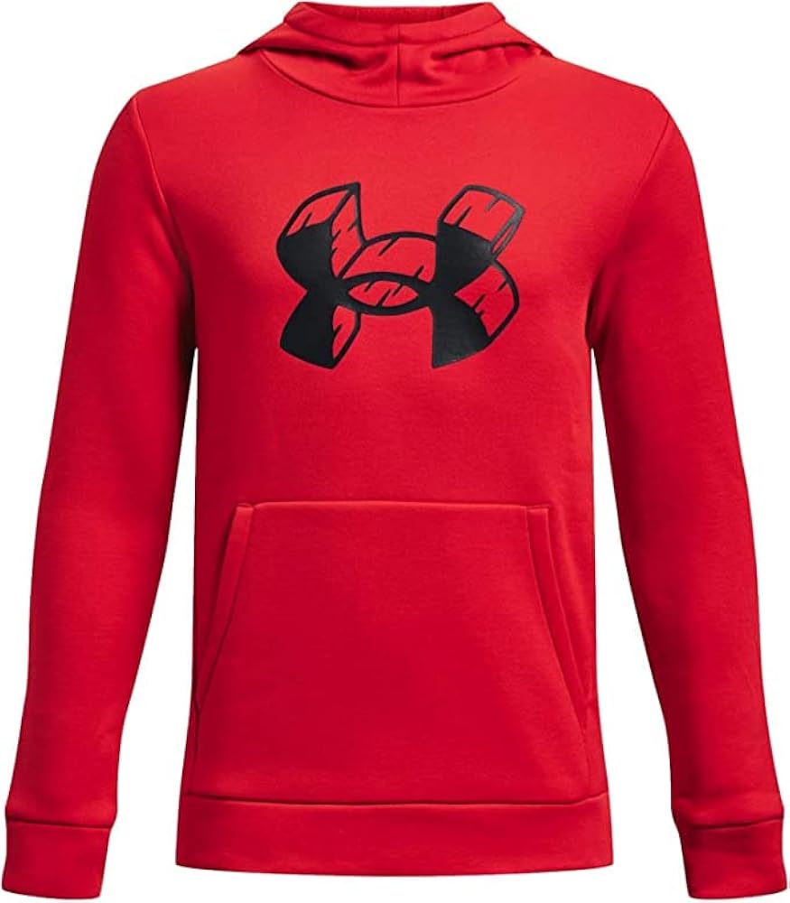 Under Armour Boys' Armour Fleece Hoodie (Red/Black, Large)