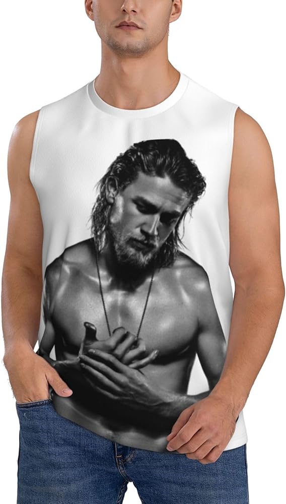 Charlie Hunnam Tank Tops Mens Lightweight Summer Casual Sleeveless Muscle Workout Running Gym T Shirts