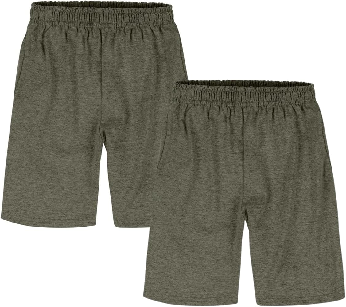 Hanes Boys’ Jersey Shorts Pack, 2-Pack, Cotton Shorts for Boys with Pockets, Pull-On Shorts