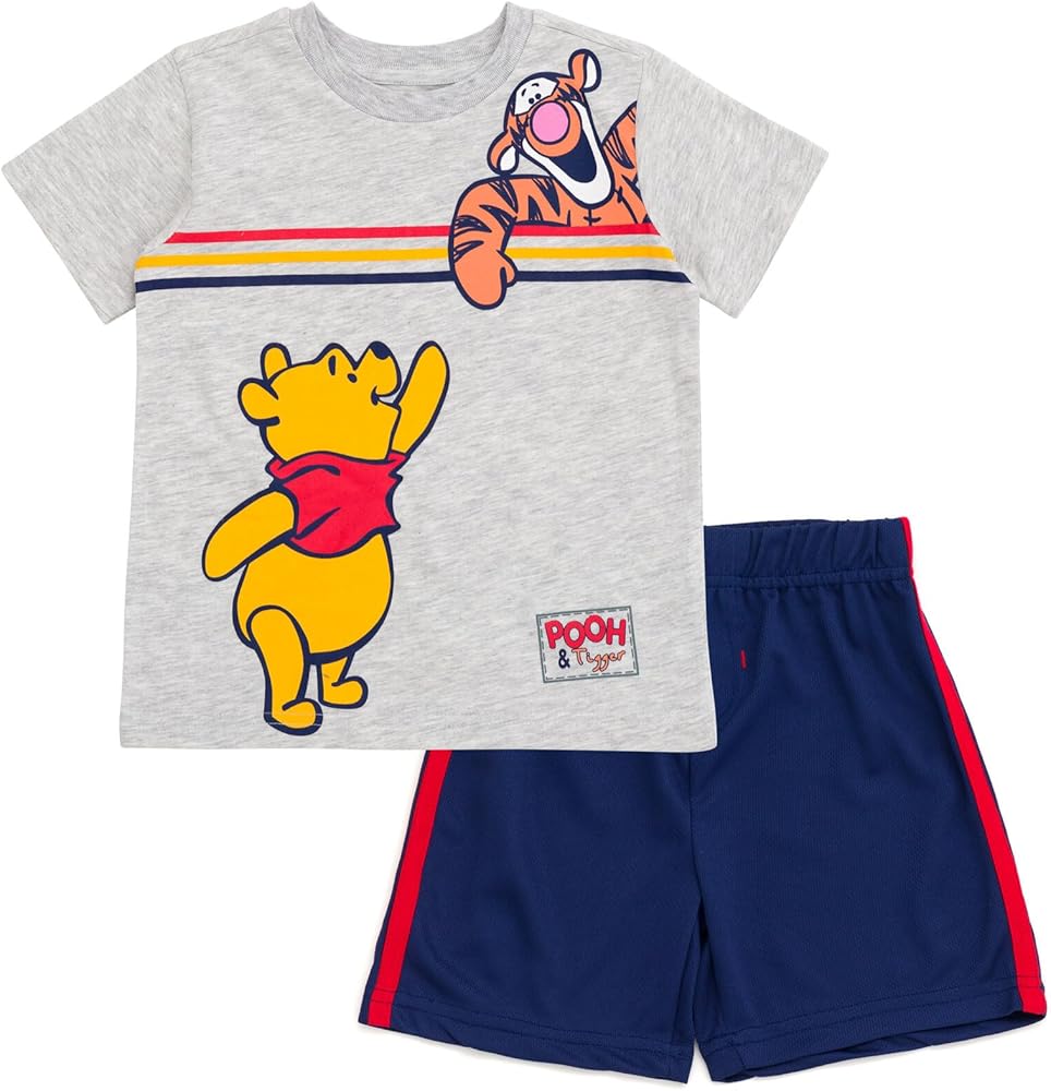 Disney Winnie the Pooh Lion King Monsters Inc. Toy Story Incredibles Lilo & Stitch T-Shirt & Mesh Shorts Infant to Big Kid