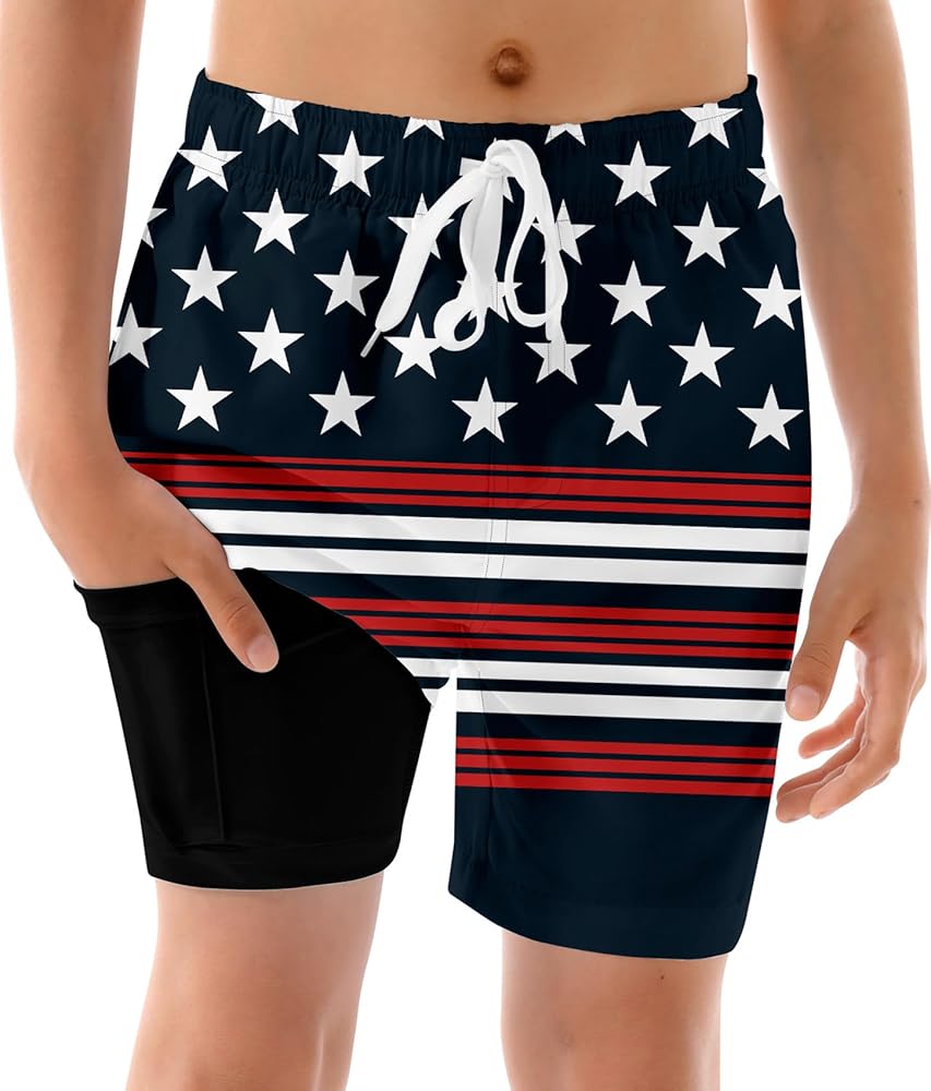 BFUSTYLE Boys Swim Trunks Kid Swim Short with Compression Liner Little Boys Bathing Suit