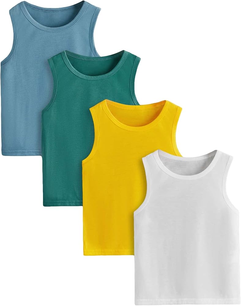 Floerns Toddler Boys 4 Pcs Solid Crewneck Sleeveless Sports Athletic Tank Top