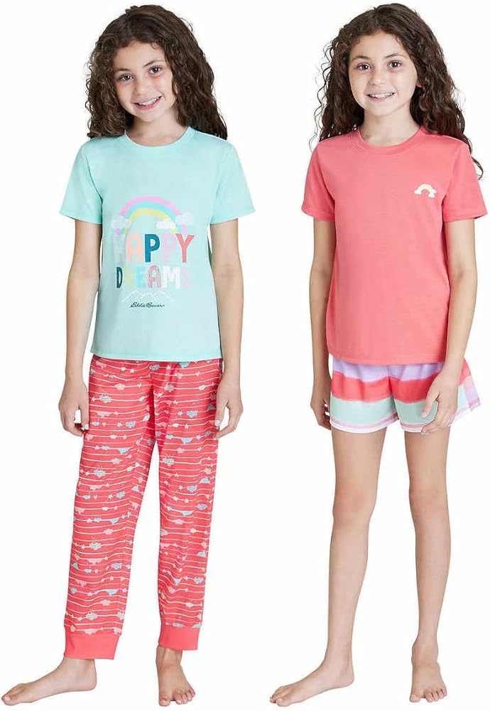 Eddie Bauer Kids 4 Piece Mix & Match Sleep Set (Medium 10/12, Aqua Sky)