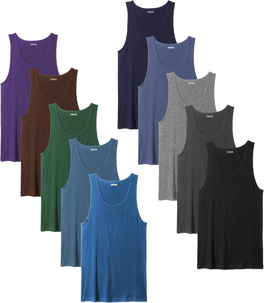 Andrew Scott Basics Boys' 10 Pack Color A-Shirt Sport Tank Top Undershirts