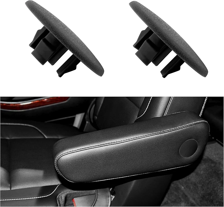 2PCS Car Armrest Cover Cap of Car Seat,Car Arm Rest Cap OEM#15279689,15279690,Car Accessories Interior Compatible with GMC Sierra Yukon,Cadillac Escalade,Chevrolet Suburban (Black)