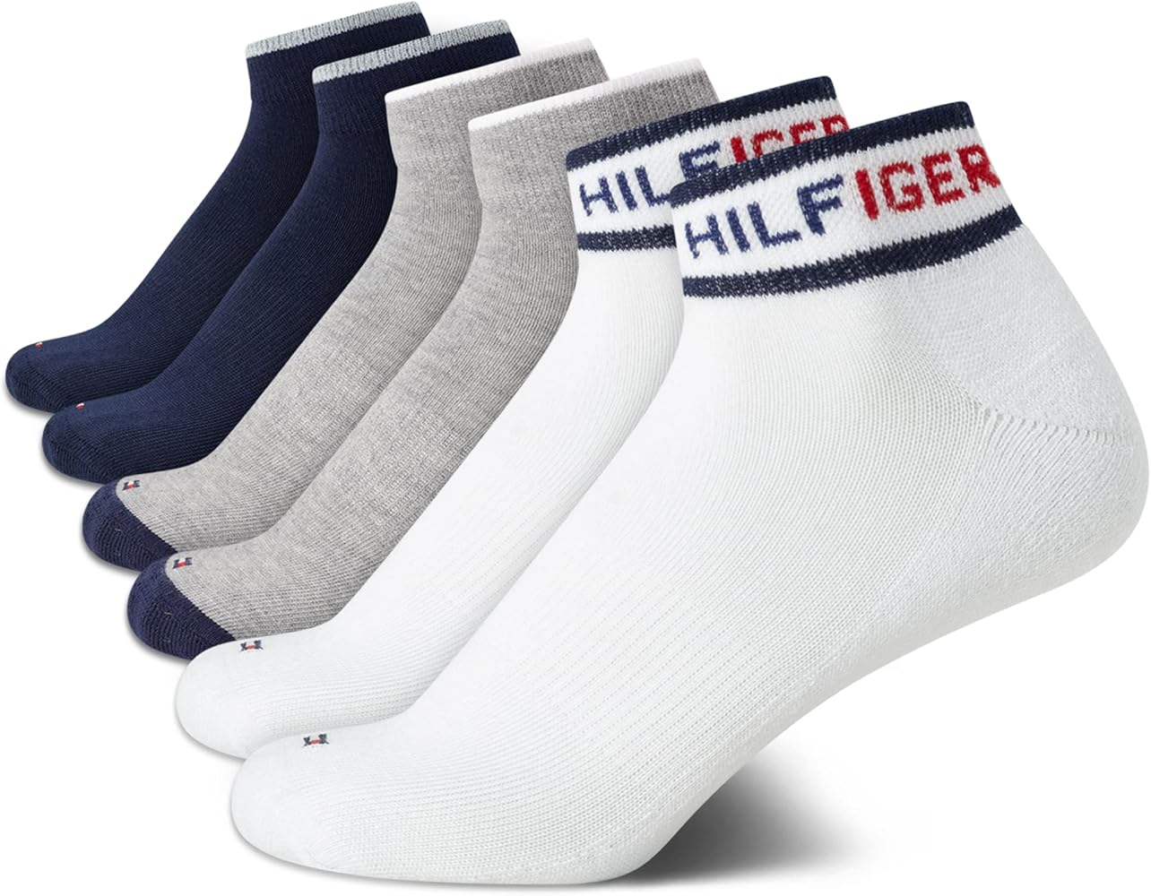 Tommy Hilfiger Boys' Athletic Socks - Performance Cushion Quarter Cut Ankle Socks (6 Pack)