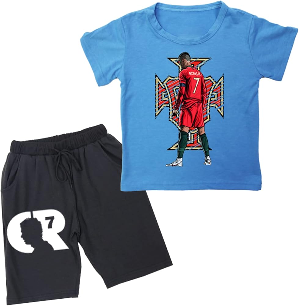 Little Boys Graphic Tops Loose Novelty Tees-Kids Soft Short Sleeve Tshirts with Jogger Pants Outfits