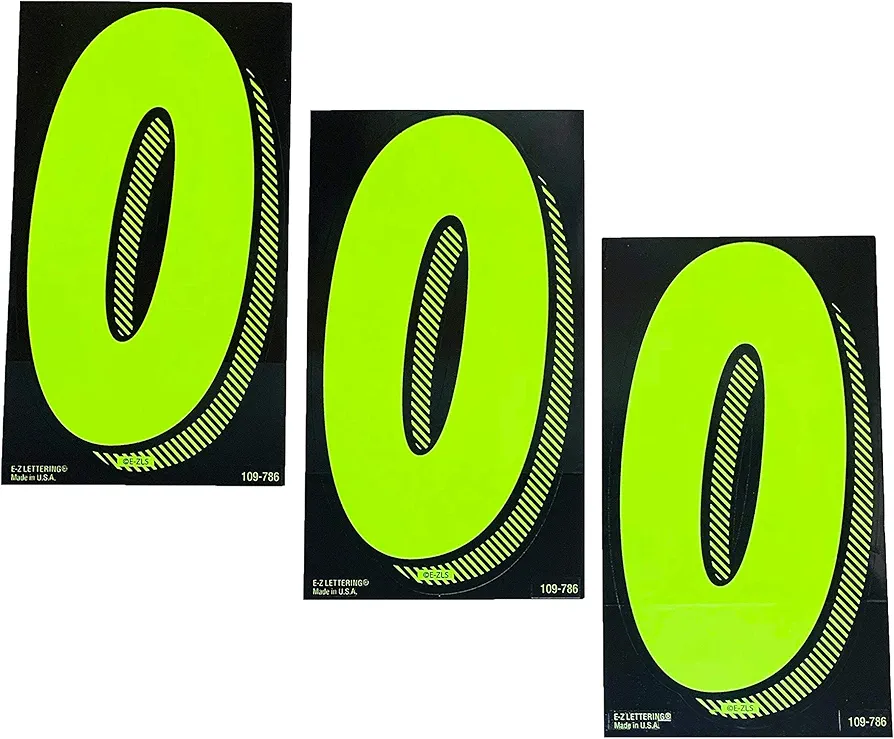 EZ Line Vinyl Decals for Cars Chartreuse Large Number Stickers Windshield Pricing Number (Number 0)